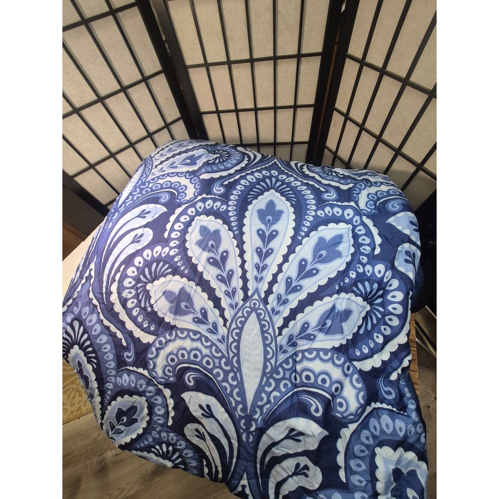 Boho Chic blue & white paisley twin comforter